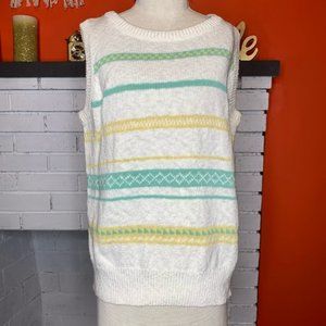 Vintage NWT Vanderbilt Abstract Pastel Striped Knit Sweater Vest